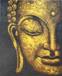 Gemälde auf einer Leinwand gemalt "Goldener Buddha" ca. 100 x 120 x 4 cm