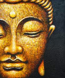 Handgemaltes Ölbild auf Leinwand "Goldener Buddha" ca. 100 x 120 x 4 cm