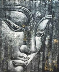 Handgemaltes Ölgemälde auf Leinwand "Buddha in Gedanken" ca. 100 x 120 x 4 cm