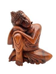 Handgeschnitzte Dekoration "Nachdenklicher Buddha" ca. H20 x B19 x T9 cm ähnl. Abbildung