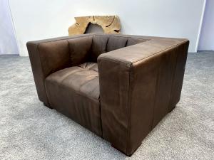 Austellungsstück Sessel "Lavera" aus dunkelbraunem Echtleder im Cube-Design