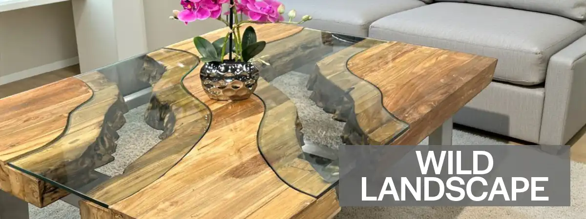 Couchtisch Atoll – ovaler Massivholz-Couchtisch mit Glaseinlage von GERKEN Wohndesign