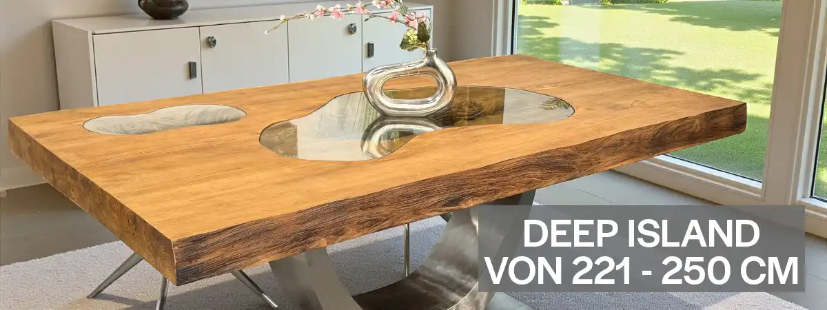 Rechteckiger Esstisch Deep Island aus Massivholz