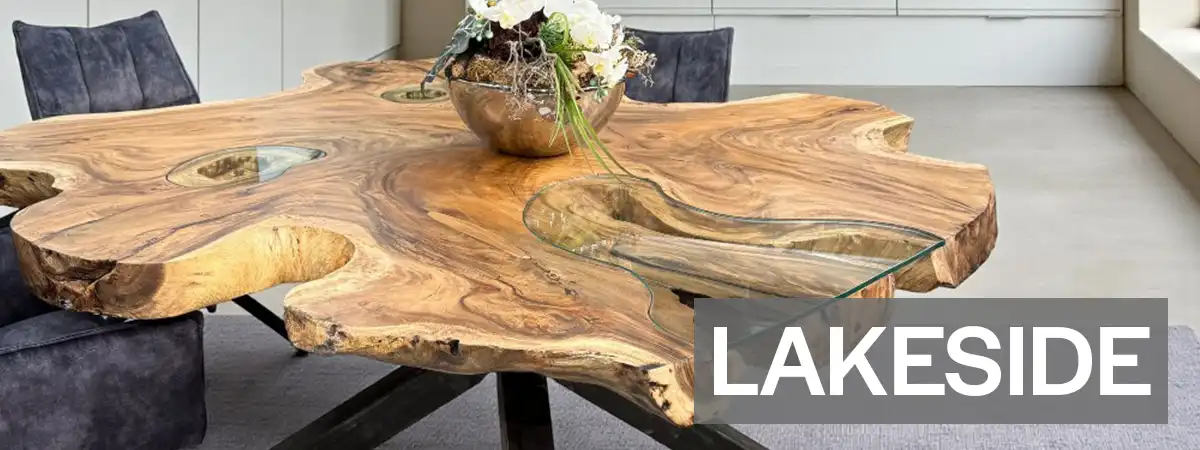 Massivholz Esstisch Lakeside aus einem Baumstamm