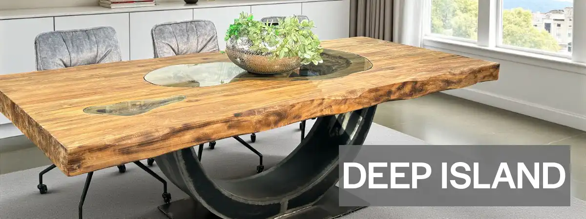 Rechteckiger Esstisch Deep Island aus Massivholz