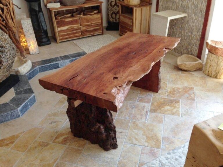 Tischplatte / Esstisch aus einer Baumscheibe “Lychee” 180 x 85-90 cm