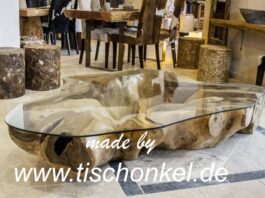 Table basse en tronc d'arbre (bois de racine) 209 x 153 cm Table basse tronc d'arbre
