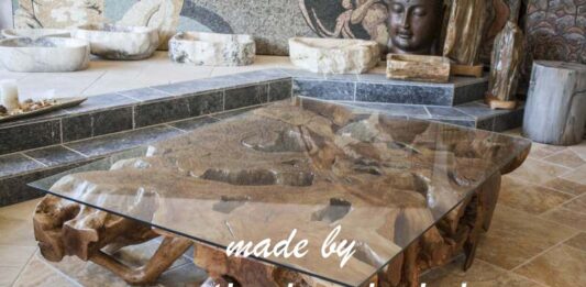 Table basse en racine d'arbre massive 168 x 119 cm Table basse en racine d'arbre massive