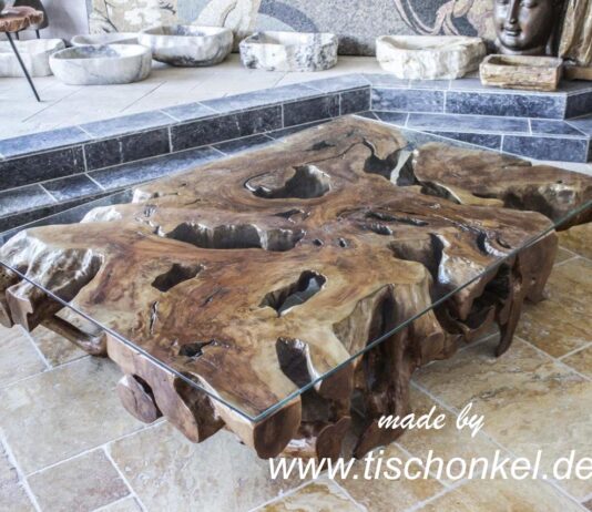 Großer Couchtisch aus einer Baumwurzel 119 x 168 cm (Teil 2) Grosser Couchtisch