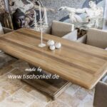 Designtisch Teakholz Edelstahl