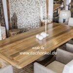 Designtisch Massivholz mit Edelstahl