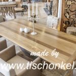 Designtisch Massivholz mit Edelstahl