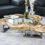 Couchtisch Baumscheibe mit Glas