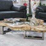 Couchtisch Baumscheibe mit Glas