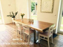 Esstisch aus Massivholz (Baumscheibe Suar) Esstisch aus Massivholz