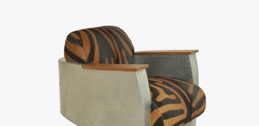 Sessel „Aviator“ mit Aluminium und Fellbezug Loungesessel Aviator