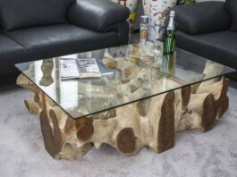 Salontafel uit wortelhout (Teak) Een bijzondere uitdaging is het ontwerp van een salontafel uit wortelhout, omdat in elke boomwortel de vorm en structuur door de natuur... Boomwortel salontafel