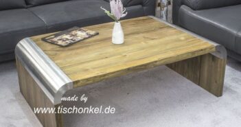 Design Couchtisch Altholz Edelstahl