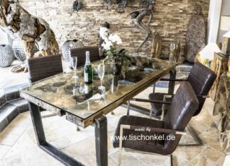 Altholz Tisch mit Glas Altholz Tisch mit Glas