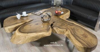 Couchtisch aus einem Holzstamm