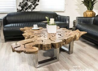 Exklusiver Couchtisch aus einer Baumscheibe „Litschi“ Exklusiver Couchtisch aus einer Baumscheibe Litschi