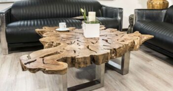 Exklusiver Couchtisch aus einer Baumscheibe Litschi