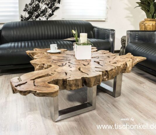 Exklusiver Couchtisch aus einer Baumscheibe „Litschi“ Exklusiver Couchtisch aus einer Baumscheibe Litschi