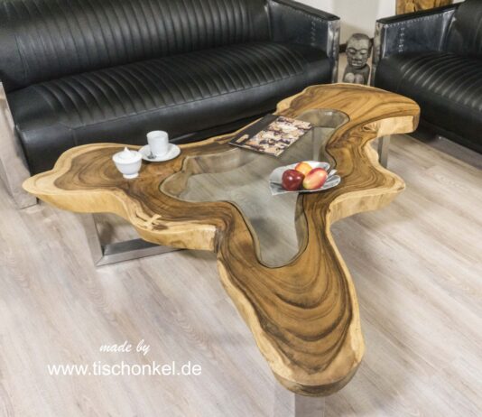 Table basse Clash Table basse Clash en tronc d'arbre avec insert en verre
