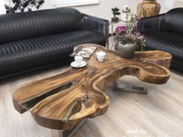 Living room table made from a tree slice Living room table made from a tree slice