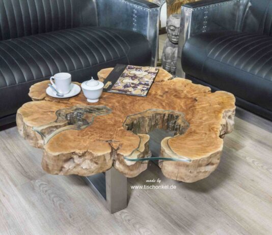 Træstamme sofabord med en diameter på 80 cm Baumstamme Couchtabel 80 cm