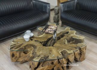 Couchtisch Baumwurzel 120×120 cm aus Teakholz Couchtisch Baumwurzel 120x120 cm