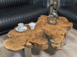 Couchtisch aus einer edlen Baumscheibe Couchtisch aus einer edlen Baumscheibe mit Baumkante