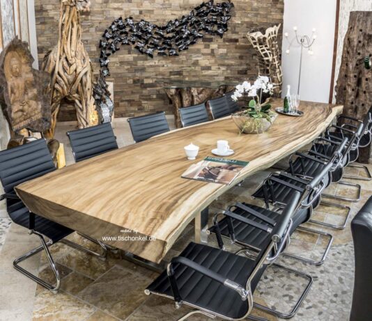 Esstisch Konferenztisch aus einer massiven Bohle, Länge 400 cm, ideal für 10-12 Personen Esstisch Konferenztisch