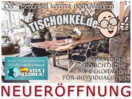 Annonce de l'ouverture avec „ Goodbye Deutschland “ Flyer d'ouverture de GERKEN Wohndesign à Majorque avec Goodbye Deutschland