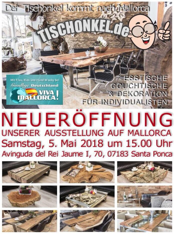 Flyer Eröffnung von GERKEN Wohndesign auf Mallorca mit Goodbye Deutschland