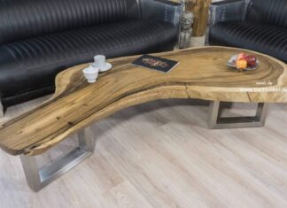 Länglicher Wohnzimmertisch aus einem Baumstamm 140 cm Länglicher Wohnzimmertisch aus einem Baumstamm
