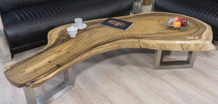 Länglicher Wohnzimmertisch aus einem Baumstamm - Der Tischonkel