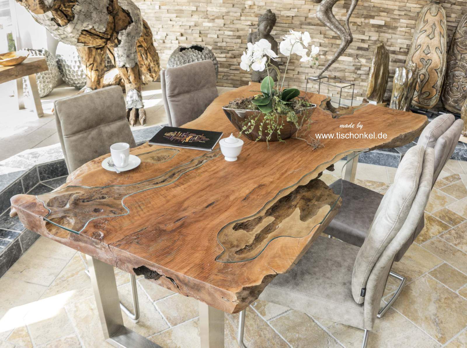 Massivholz Esstisch aus einem Baumstamm 200 cm - Der Tischonkel