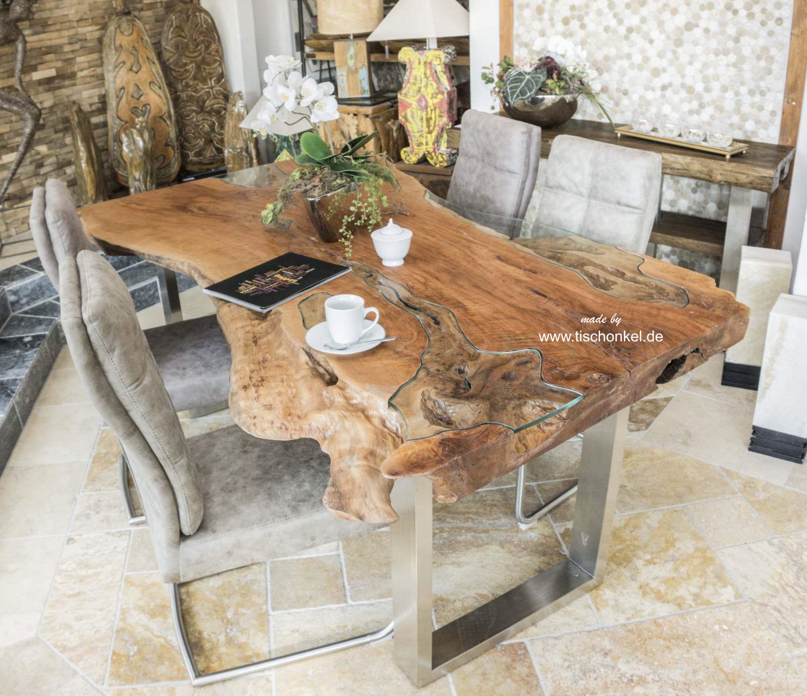 Massivholz Esstisch aus einem Baumstamm 200 cm - Der Tischonkel
