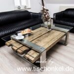 Moderner Couchtisch aus Altholz 120×80 cm