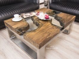 Couchtisch aus Holz 100 x 80 cm „Wild Landscape“ Couchtisch aus Holz 100x80 cm