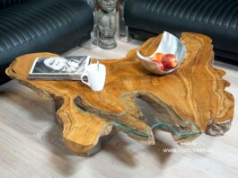 Runder Couchtisch aus Massivholz Baumscheibe Durchmesser 130 cm Couchtisch aus Massivholz