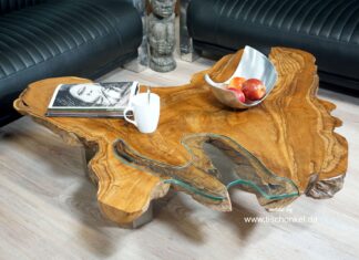 Runder Couchtisch aus Massivholz Baumscheibe Durchmesser 130 cm Couchtisch aus Massivholz