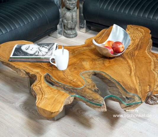 Runder Couchtisch aus Massivholz Baumscheibe Durchmesser 130 cm Couchtisch aus Massivholz