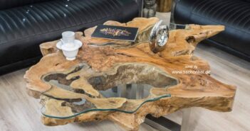 Edle Designer Couchtische aus einem Baumstamm
