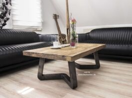 Eleganter Couchtisch „Freestyle“ 120×80 cm Eleganter Couchtisch Freestyle 120x80 cm mit Rohstahl