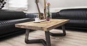 Eleganter Couchtisch Freestyle 120x80 cm mit Rohstahl