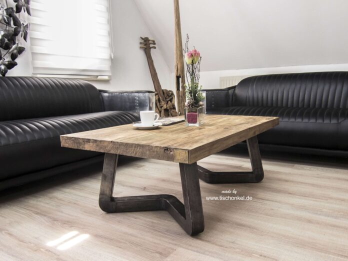 Eleganter Couchtisch Freestyle 120x80 cm mit Rohstahl