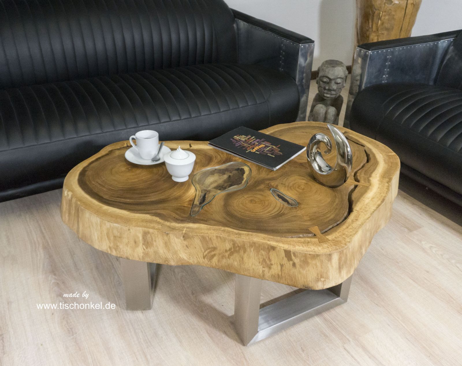 Wohnzimmertisch Aus Holz Mit Glasplatte Der Tischonkel