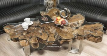 Rustikaler Couchtsich aus einer Baumwurzel